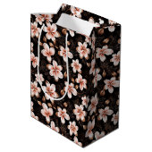 Zwart Blush Roze Rose Goud Bloemen Medium Cadeauzakje (Achterkant Gekanteld)