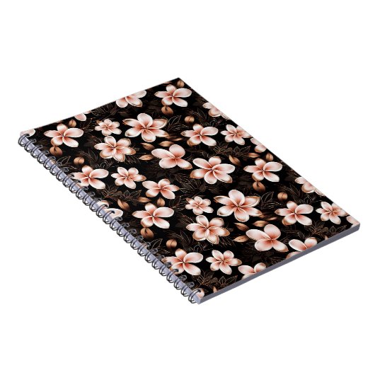 Zwart Blush Roze Rose Goud Bloemen Notitieboek (Rechterzijde)