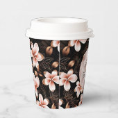 Zwart Blush Roze Rose Goud Bloemen Papieren Bekers (Rechts)