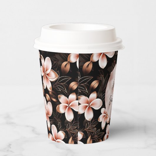 Zwart Blush Roze Rose Goud Bloemen Papieren Bekers (Rechts)