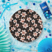 Zwart Blush Roze Rose Goud Bloemen Papieren Bordje (Feest)