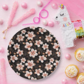 Zwart Blush Roze Rose Goud Bloemen Papieren Bordje (Feest)