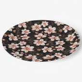 Zwart Blush Roze Rose Goud Bloemen Papieren Bordje (Gekanteld)