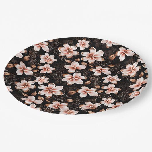 Zwart Blush Roze Rose Goud Bloemen Papieren Bordje (Gekanteld)