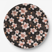 Zwart Blush Roze Rose Goud Bloemen Papieren Bordje (Voorkant)