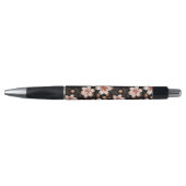 Zwart Blush Roze Rose Goud Bloemen Pen (Voorkant)