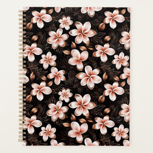 Zwart Blush Roze Rose Goud Bloemen Planner (Voorkant)