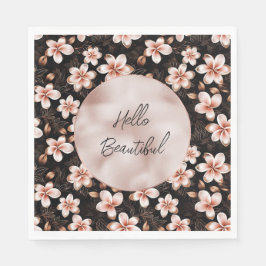 Zwart Blush Roze Rose Goud Bloemen Servet