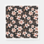 Zwart Blush Roze Rose Goud Bloemen Servet (Voorkant)