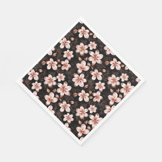 Zwart Blush Roze Rose Goud Bloemen Servet (Hoek)