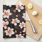 Zwart Blush Roze Rose Goud Bloemen Theedoek (Quarter Fold)