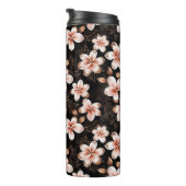 Zwart Blush Roze Rose Goud Bloemen Thermosbeker (Geroteerd rechts)