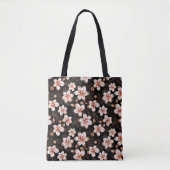 Zwart Blush Roze Rose Goud Bloemen Tote Bag (Voorkant)