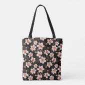Zwart Blush Roze Rose Goud Bloemen Tote Bag (Achterkant)