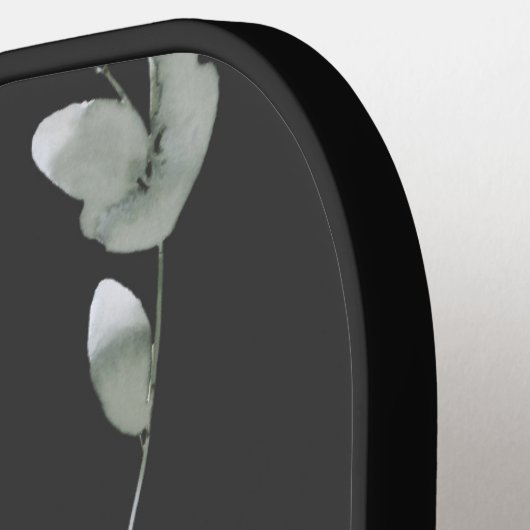 Zwart Blush Roze Waterverf Bloemen Naam Pickleball Paddle (Links Detail)