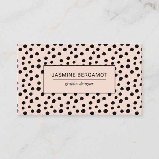 Zwart Blush Verspreid Stippen Pattern Visitekaartje (Voorkant)