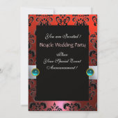 ZWART BLUW ROOD FIETS TROUW DAMAST MONOGRAM KAART (Achterkant)