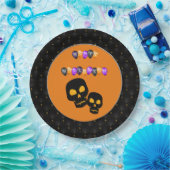 Zwart Boarder Zwarte Schedel Gelukkige Halloween B Papieren Bordje (Feest)