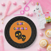 Zwart Boarder Zwarte Schedel Gelukkige Halloween B Papieren Bordje (Feest)