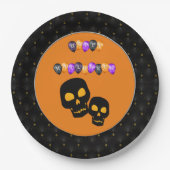 Zwart Boarder Zwarte Schedel Gelukkige Halloween B Papieren Bordje (Voorkant)