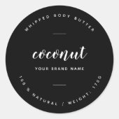 Zwart body boter verpakkingsetiket ronde sticker (Voorkant)