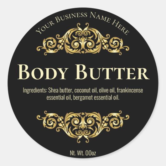 Zwart  Body Butter Labels (Voorkant)