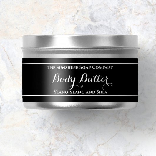 Zwart Body Butter potje label 1 x 7.25 Adreslabel Wikkel