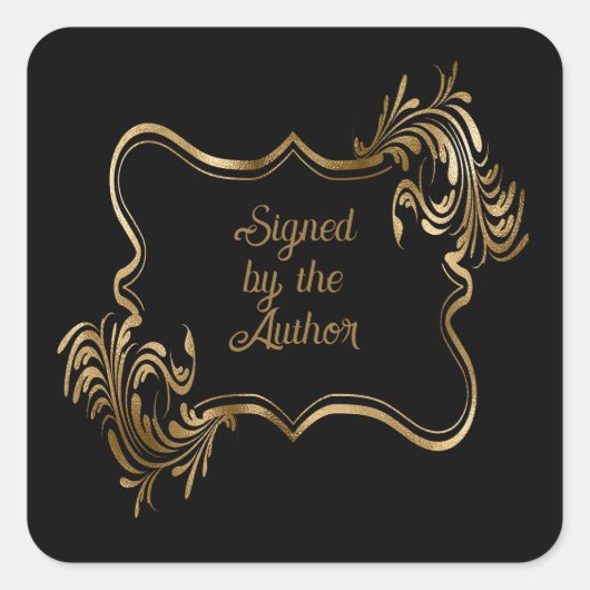 Zwart boek bord vierkante sticker (Voorkant)