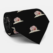 Zwart boek en bloemen Man Afstuderen, werkcadeau Stropdas (Opgerold)