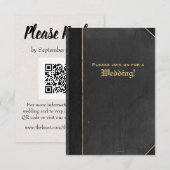 Zwart  Boek QR Code RSVP Kaartje (Voorkant / Achterkant)