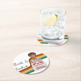 Zwart boekenmeisje met Pixie Haircut Ronde Kartonnen Onderzetter