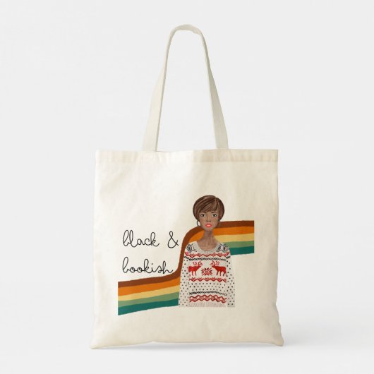Zwart boekenmeisje met Pixie Haircut Tote Bag (Achterkant)