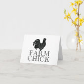 Zwart Boerderij Chick met Rooster BLANK Kaart (Gele Bloem)