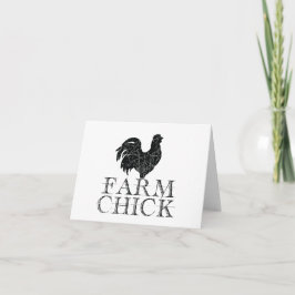 Zwart Boerderij Chick met Rooster BLANK Kaart