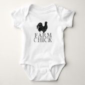 Zwart Boerderij Chick met Rooster Romper (Voorkant)
