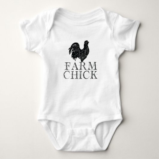 Zwart Boerderij Chick met Rooster Romper (Voorkant)
