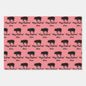 Zwart boerderij, dierlijk silhouet, aangepast kers inpakpapier vel (Voorkant 2)