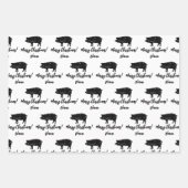 Zwart boerderij, dierlijk silhouet, aangepast kers inpakpapier vel (Voorkant)