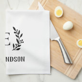 Zwart boerenfiliaal monogram | Bewerkbare kleuren Theedoek (Quarter Fold)