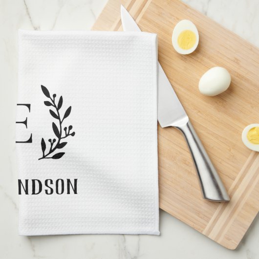 Zwart boerenfiliaal monogram | Bewerkbare kleuren Theedoek (Quarter Fold)