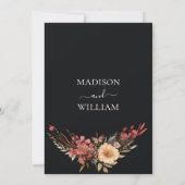 Zwart Boho Bloemen Bruiloft Uitnodiging Elegant Ch (Achterkant)