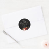 Zwart Boho Bloemen Vrijgezellenfeest Ronde Sticker (Envelop)