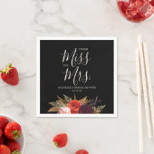 Zwart Boho Bloemen Vrijgezellenfeest Servet (Insitu)