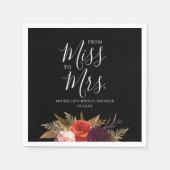 Zwart Boho Bloemen Vrijgezellenfeest Servet (Voorkant)