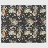 Zwart Boho Botanisch Cadeaupapier (Vlak)