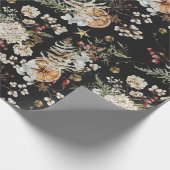 Zwart Boho Botanisch Cadeaupapier (Hoek)