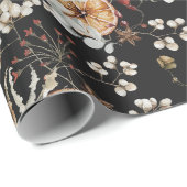Zwart Boho Botanisch Cadeaupapier (Rol Hoek)