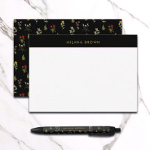 Zwart Boho Chic Wildflower Patroon