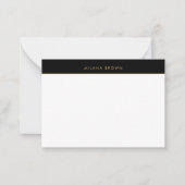 Zwart Boho Chic Wildflower Patroon Notitiekaartje (Voorkant)