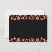 Zwart Boho Neon Rozen Romantisch Bloemen Bruiloft RSVP Kaartje (Achterkant)